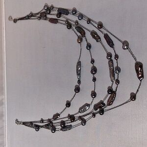 Peacock colored baroque 5 strand Necklace